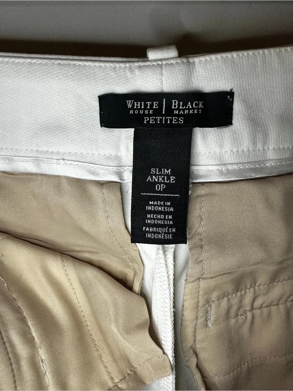 White House Black Market Slim Ankle Tailored Trousers, size 0P